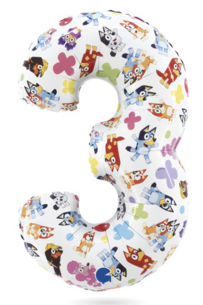 Folienballon - Zahl 3: Bluey - ø 75cm